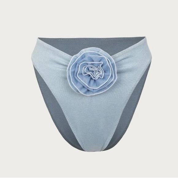 SAME LA Swim Rose High Rise Bottom in Denim - Picture 1 of 3